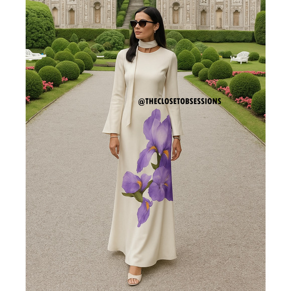 MANGO Ecru Floral Maxi Dress NWT | Purple Flower Print | Blogger Favorite - Picture 4 of 16